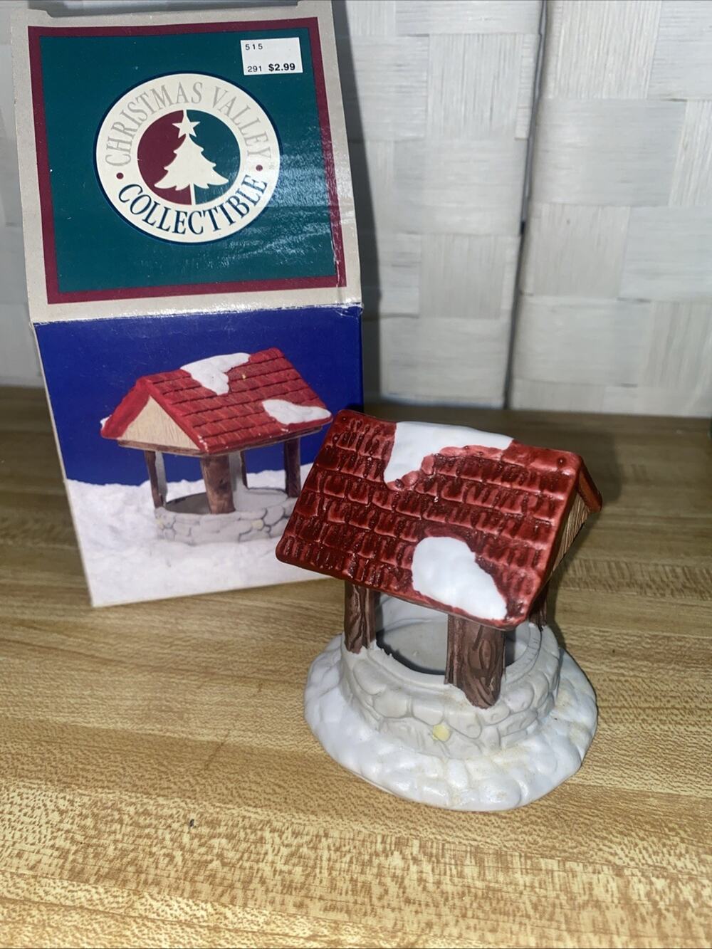 Christmas Valley Porcelain Wishing Well Hand Painted 3” X 3” Boxed